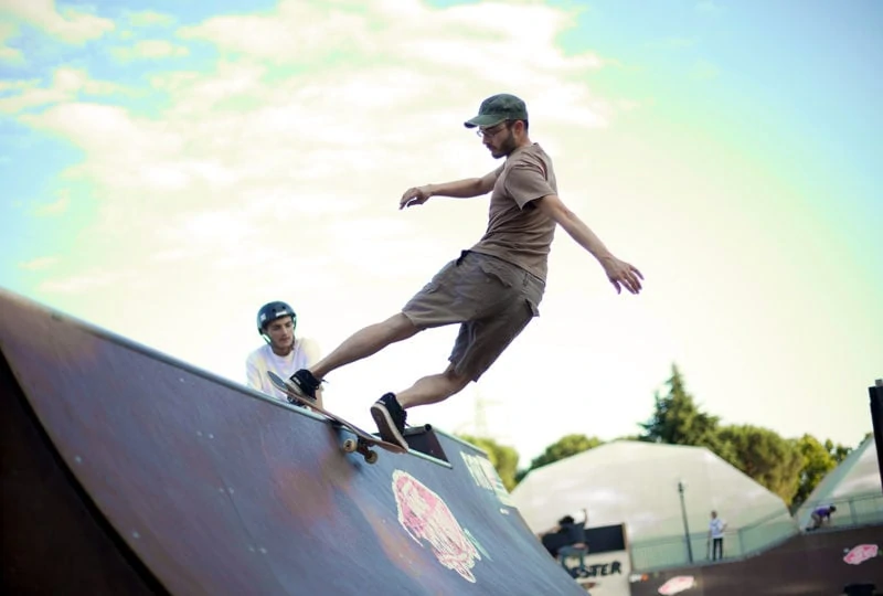 Man skating on a ramp