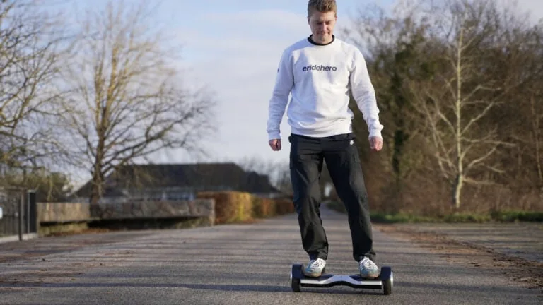 Rasmu from ERideHero riding on of the best hoverboards on the market according to his tests